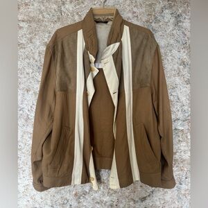 Vintage Mens Brown and Cream Jacket Made in Italy